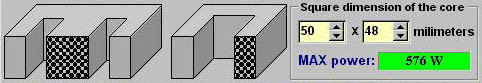 Transformer IE core square dimension